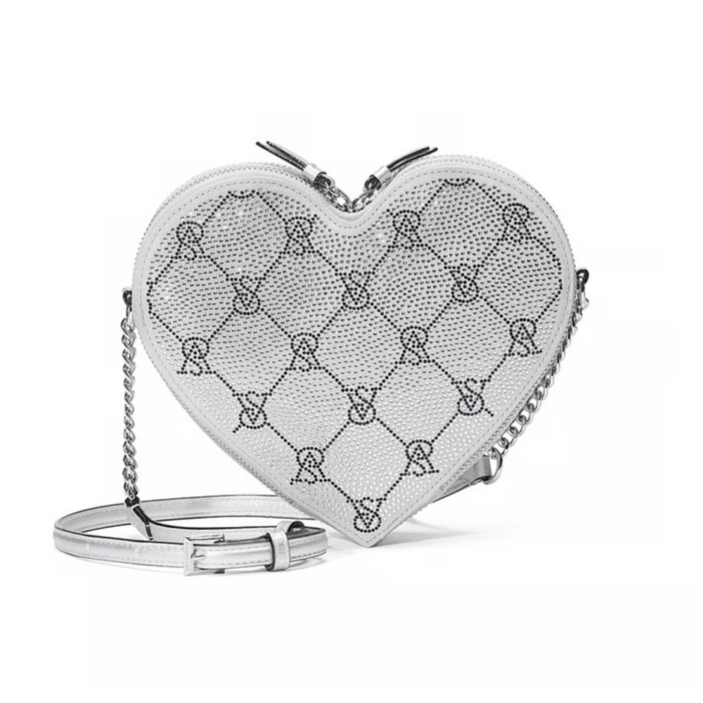 🤍NWT VICTORIA SECRET 🤍SILVER HEART RHINESTONE CROSSBODY